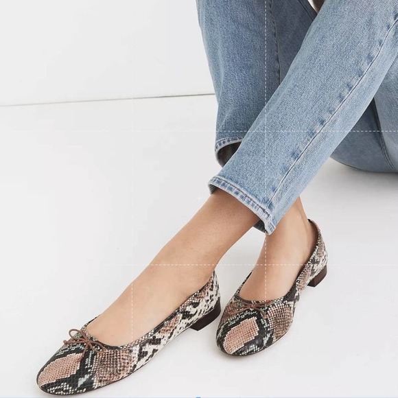Madewell Women's The Adelle Ballet Flat in Snake Embossed Leather Size 6.5 - Picture 1 of 7